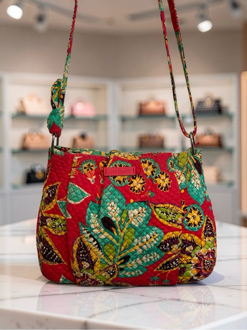 Vera Bradley Rhumba Retired Print Shoulder Crossbody Purse Red Quilted EUC
